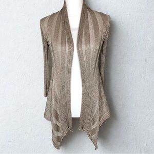 INC International Concepts Women Open Front Cardigan Shimmer Gold Size XS